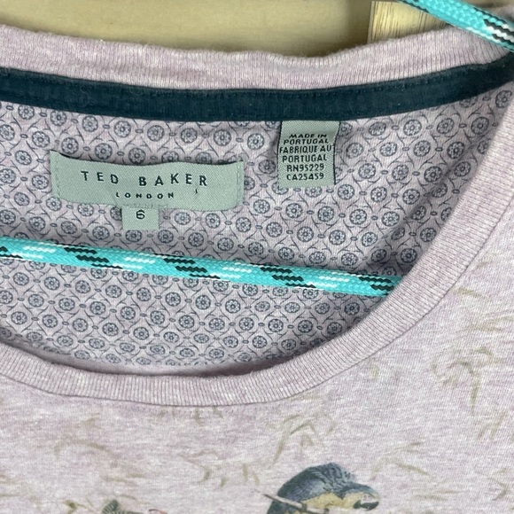 TED BAKER LONDON Parrot Palm Leaf Heathered Lavender Purple Summer T-Shirt - Picture 8 of 8